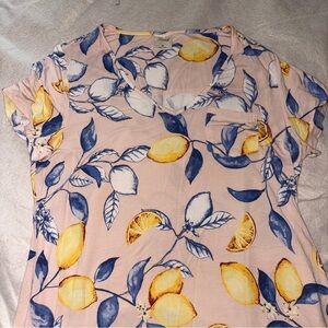 Soma Lemon Print V-Neck Pajama Dress / Long Shirt